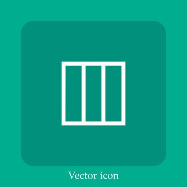Üç dikey çubuk vektör doğrusal simgesinin kare ana hatları. Düzenlenebilir vuruş çizgisi