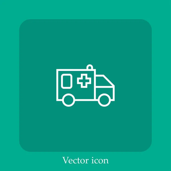 Ambulancia Icono Vector Icon Line Lineal Con Carrera Editable — Archivo Imágenes Vectoriales