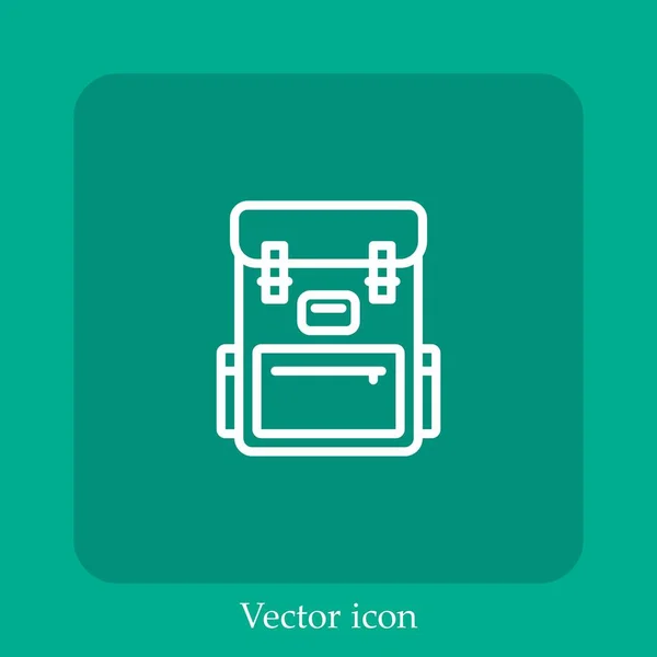 Icône Vectorielle Sac Dos Icône Linéaire Ligne Avec Course Modifiable — Image vectorielle