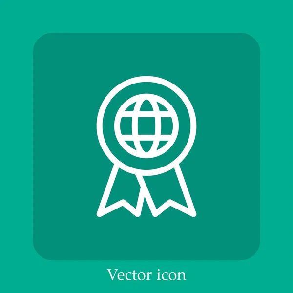 Icône Vectorielle Badge Icône Linéaire Ligne Avec Trait Modifiable — Image vectorielle