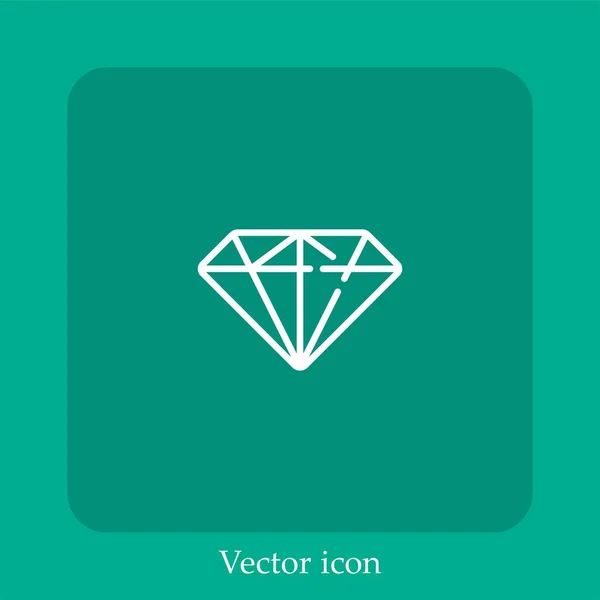 Grande Ícone Vetor Diamante Linear Icon Line Com Curso Editável — Vetor de Stock