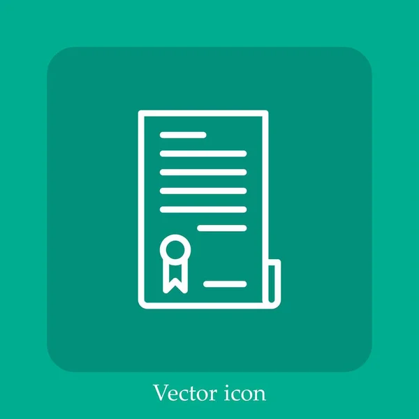Icono Vector Contrato Icon Line Lineal Con Carrera Editable — Vector de stock