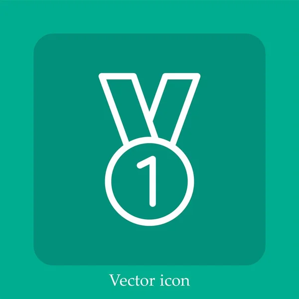 Медалью Вектор Значок Linear Icon Line Редактируемым Штрихом — стоковый вектор