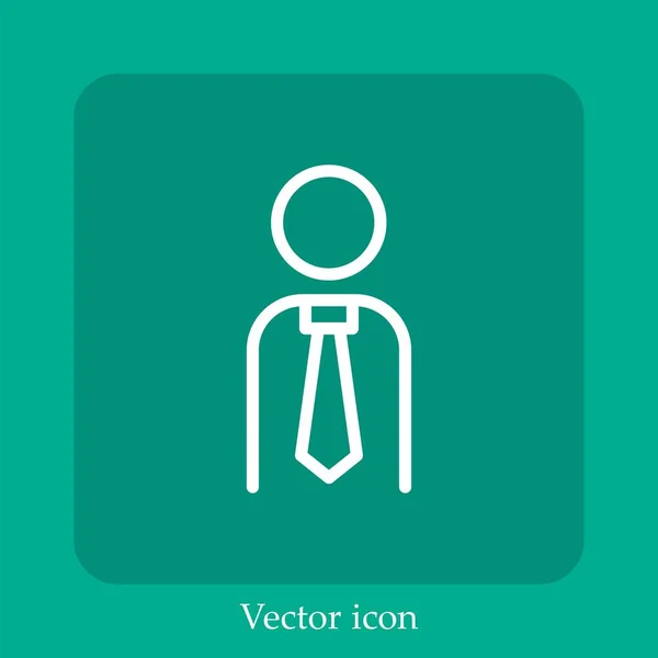 Trabalhador Com Ícone Vetor Gravata Linear Icon Line Com Curso — Vetor de Stock