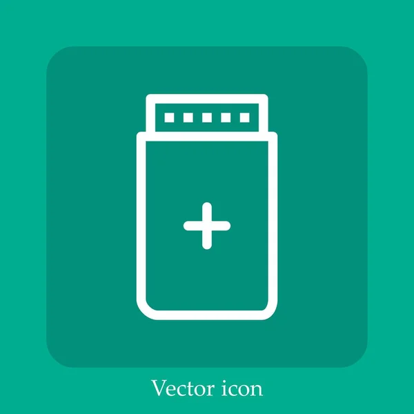 Medicamentos Ícone Vetor Linear Icon Line Com Curso Editável — Vetor de Stock