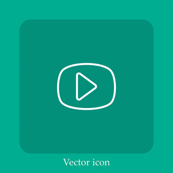 Ícone Vetor Player Vídeo Linear Icon Line Com Curso Editável — Vetor de Stock