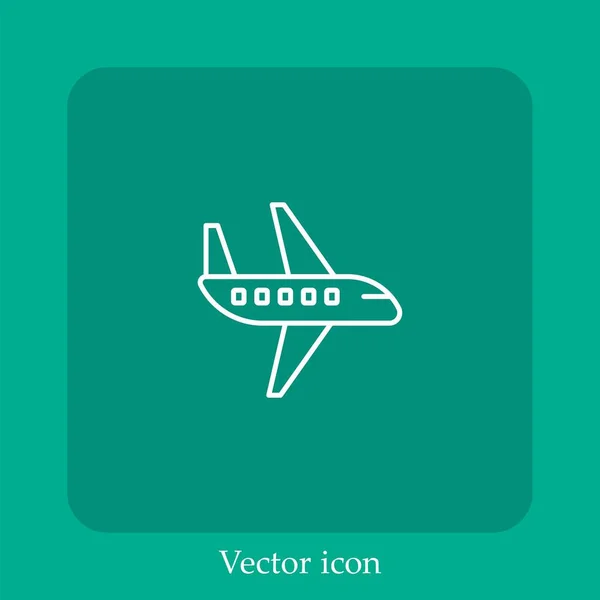 Icône Vectorielle Avion Icône Linéaire Ligne Avec Course Modifiable — Image vectorielle