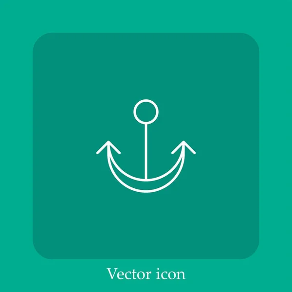 Icono Vector Anclaje Icon Line Lineal Con Carrera Editable — Vector de stock