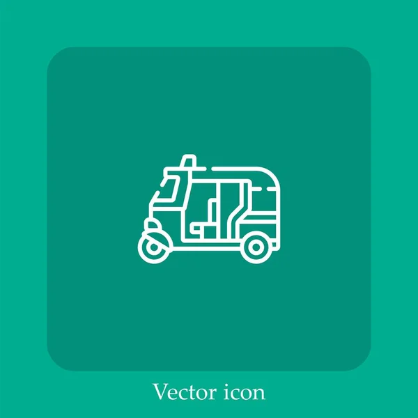 Ícone Vetorial Rickshaw Linear Icon Line Com Curso Editável — Vetor de Stock