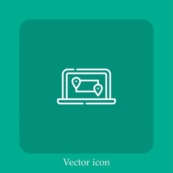 Icono Vector Ruta Icon Line Lineal Con Carrera Editable — Vector de stock