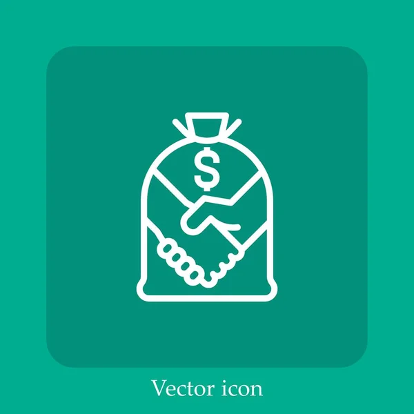 Icono Vector Apretón Manos Icon Line Lineal Con Carrera Editable — Vector de stock