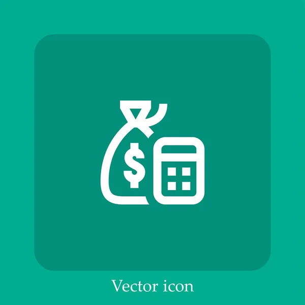 Dinheiro Saco Vetor Ícone Linear Icon Line Com Curso Editável — Vetor de Stock