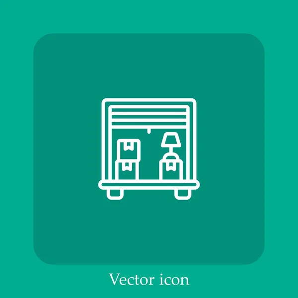 Moving Truck Vector Icon Linear Icon Line Editable Stroke — Stock Vector