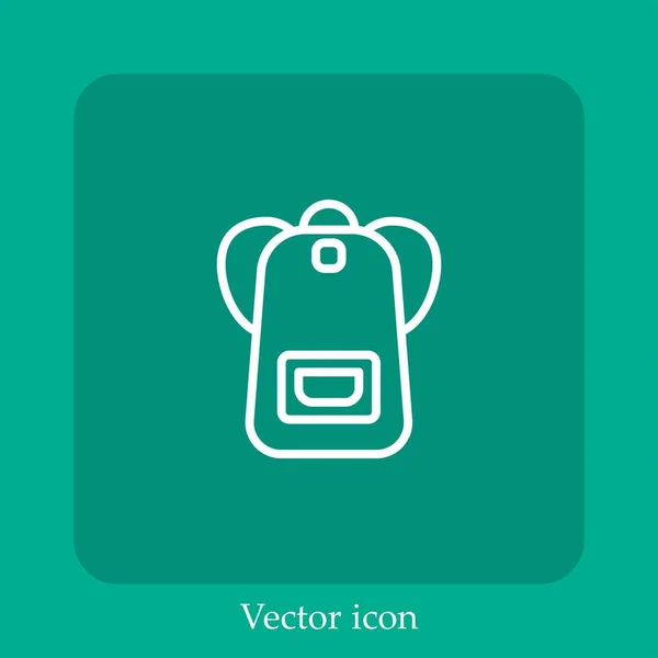 Ícone Vetorial Mochila Linear Icon Line Com Curso Editável — Vetor de Stock