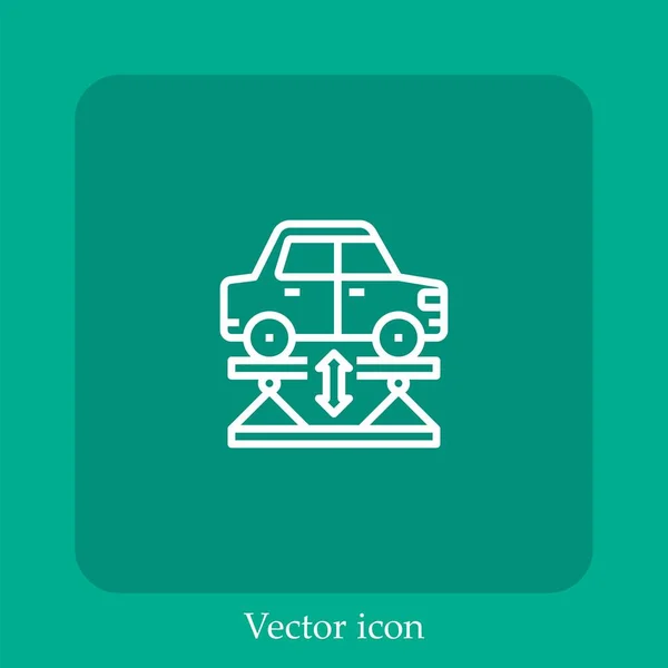 Icono Del Vector Elevación Del Coche Icon Line Lineal Con — Vector de stock