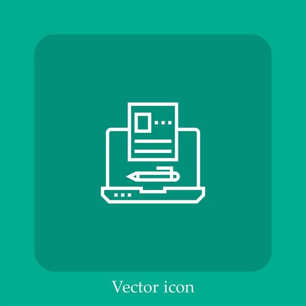 Ícone Vetor Laptop Linear Icon Line Com Curso Editável — Vetor de Stock