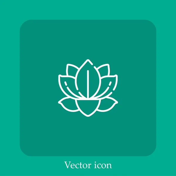 Icône Vectorielle Lotus Icône Linéaire Ligne Avec Course Modifiable — Image vectorielle