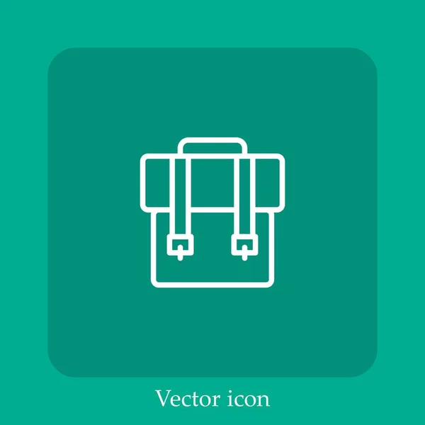 Icône Vectorielle Sac Dos Icône Linéaire Ligne Avec Course Modifiable — Image vectorielle