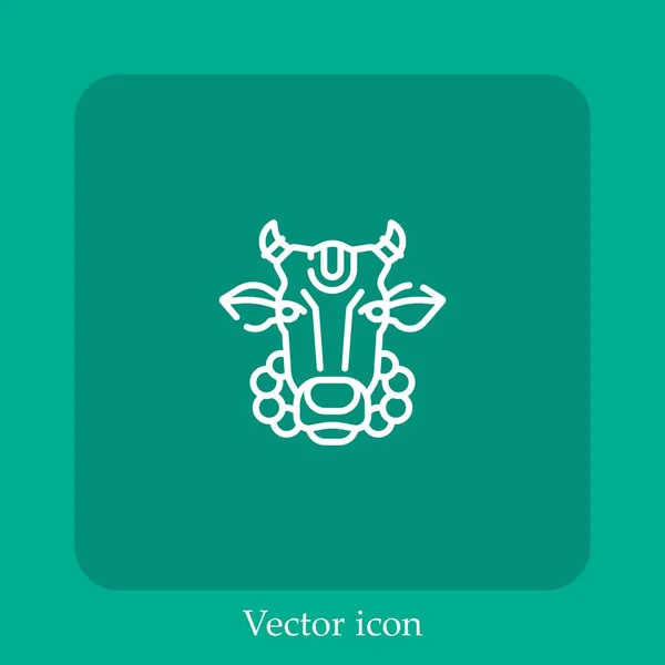 Icono Vector Vaca Sagrada Icon Line Lineal Con Carrera Editable — Vector de stock