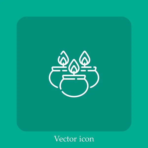 Ícone Vetor Vela Linear Icon Line Com Curso Editável — Vetor de Stock