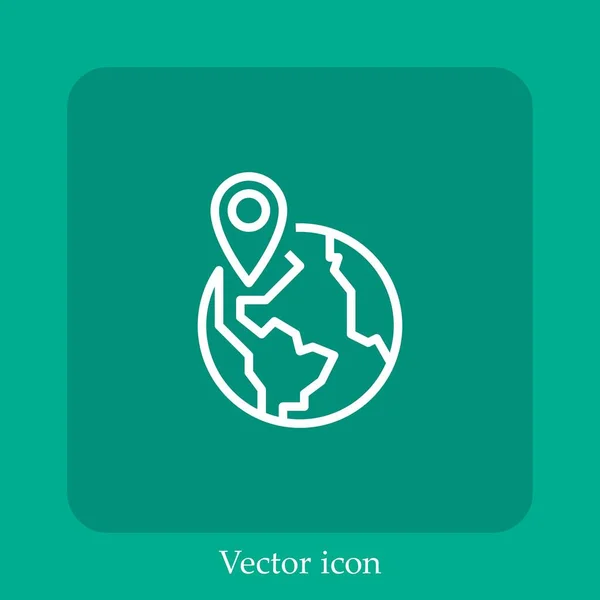 Icono Vector Destino Icon Line Lineal Con Carrera Editable — Vector de stock