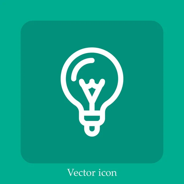 Icono Vector Bombilla Luz Icon Line Lineal Con Carrera Editable — Vector de stock