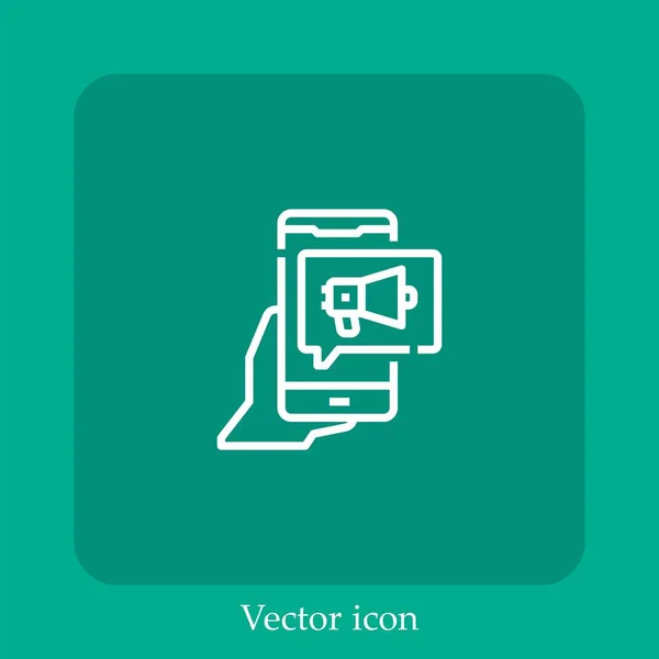 Icono Vector Publicidad Icon Line Lineal Con Carrera Editable — Vector de stock