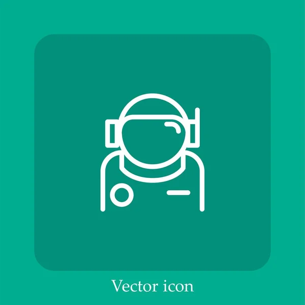 Ikona Vektoru Astronauta Lineární Ikonou Čára Upravitelným Tahem — Stockový vektor