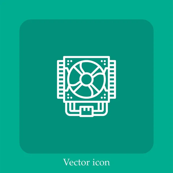 Icono Del Vector Del Ventilador Icon Line Lineal Con Carrera — Vector de stock