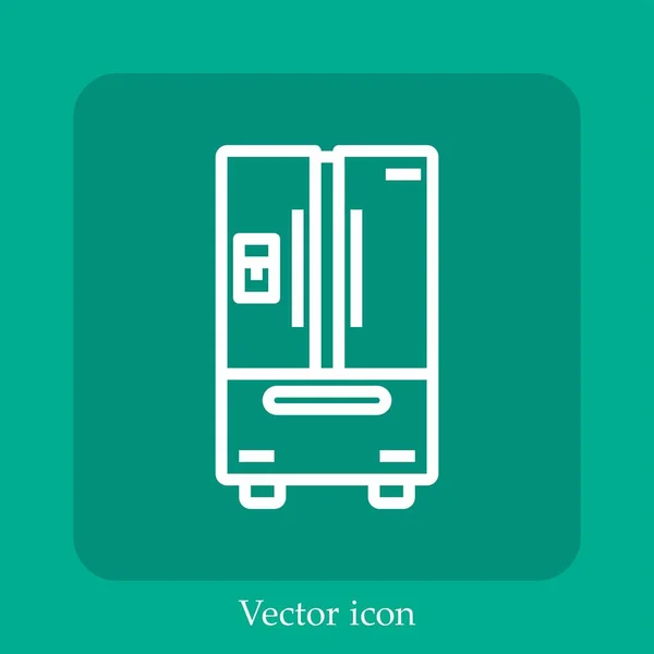 Значок Вектора Холодильника Линейный Icon Line Редактируемым Штрихом — стоковый вектор