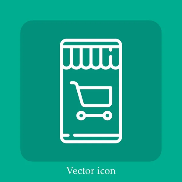 Mobile Shopping Vector Icon Linear Icon Line Editable Stroke — Stock Vector