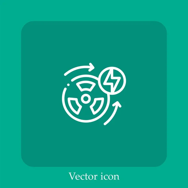Nuclear Energy Vector Icon Linear Icon Line Editable Stroke — Stock Vector