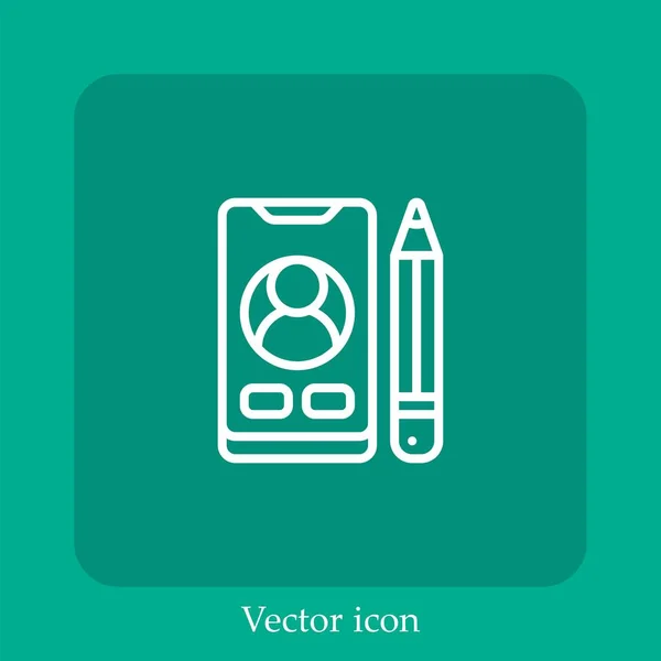 Ícone Vetor Smartphone Linear Icon Line Com Curso Editável — Vetor de Stock