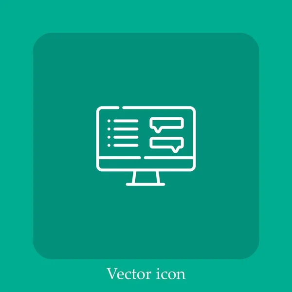 Caja Chat Icono Vectorial Icon Line Lineal Con Carrera Editable — Vector de stock