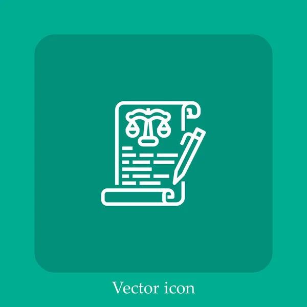 Icono Vector Contrato Icon Line Lineal Con Carrera Editable — Vector de stock