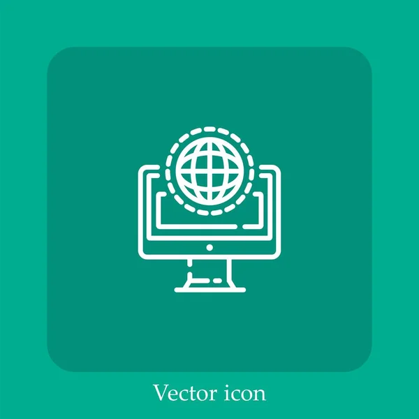 Ícone Vetor Elearning Linear Icon Line Com Curso Editável — Vetor de Stock