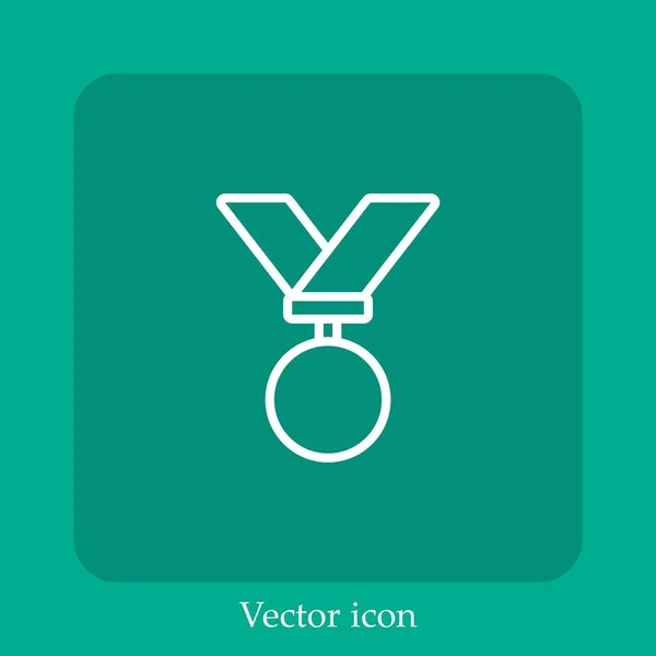 Icône Vectorielle Médaille Icône Linéaire Ligne Avec Trait Modifiable — Image vectorielle
