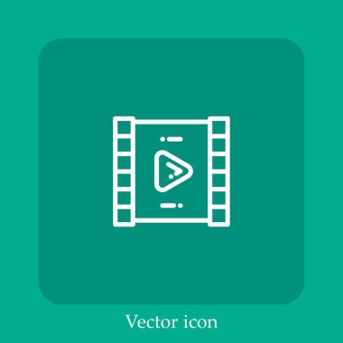 video oynatıcı vektör doğrusal simgesi. Düzenlenebilir vuruş ile satır