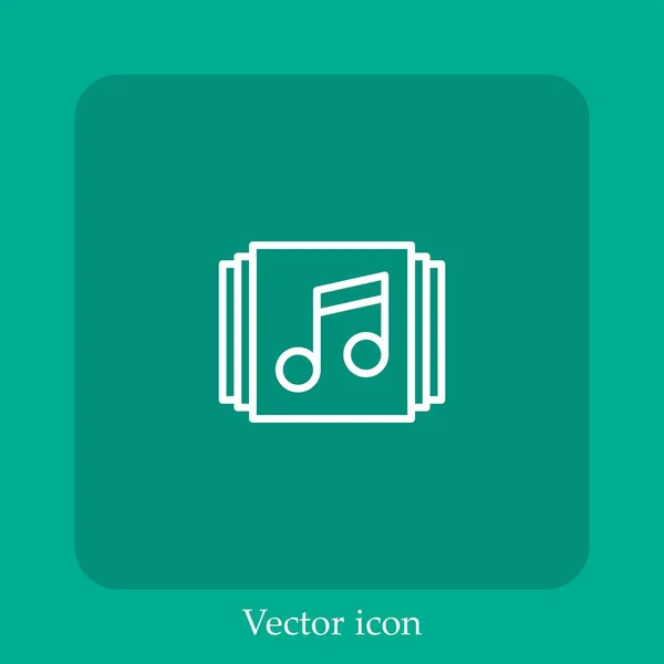 Lista Reproducción Icono Vectorial Icono Lineal Línea Con Carrera Editable — Vector de stock