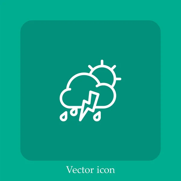 Ícone Vetor Tempestade Linear Icon Line Com Curso Editável — Vetor de Stock