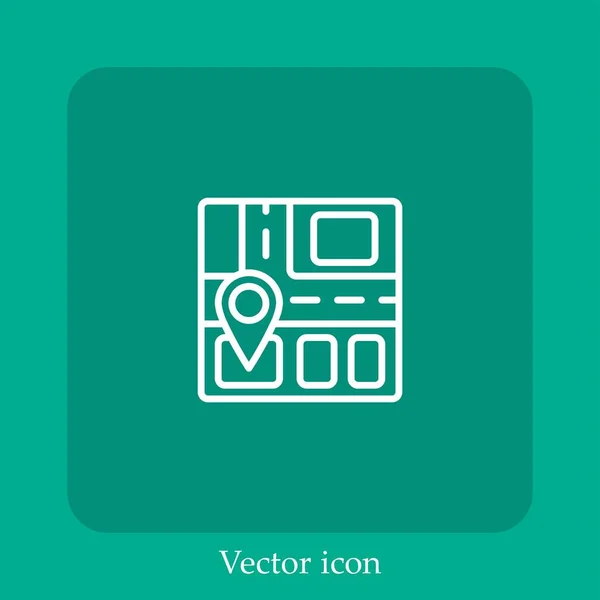 Icône Vectorielle Carte Rue Icône Linéaire Ligne Avec Trait Modifiable — Image vectorielle
