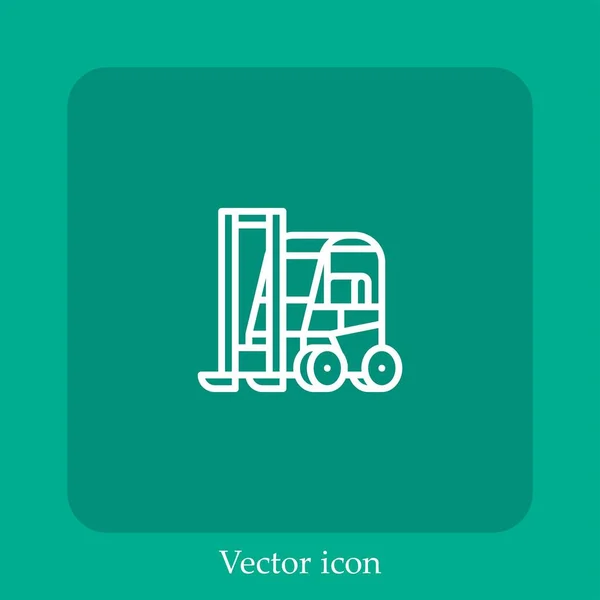Gabelstapler Vektor Symbol Linear Icon Line Mit Editierbarem Strich — Stockvektor