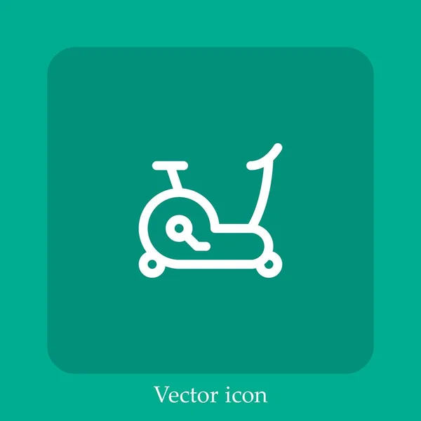 Icône Vectorielle Vélo Stationnaire Icône Linéaire Ligne Avec Course Modifiable — Image vectorielle