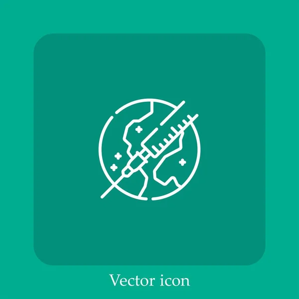 Значок Вектора Шприца Линейный Icon Line Редактируемым Штрихом — стоковый вектор