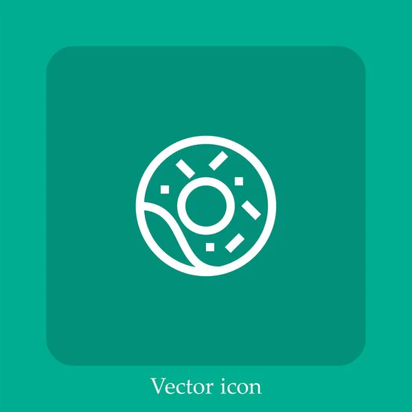 Donut Vector Icono Icon Line Lineal Con Carrera Editable — Vector de stock