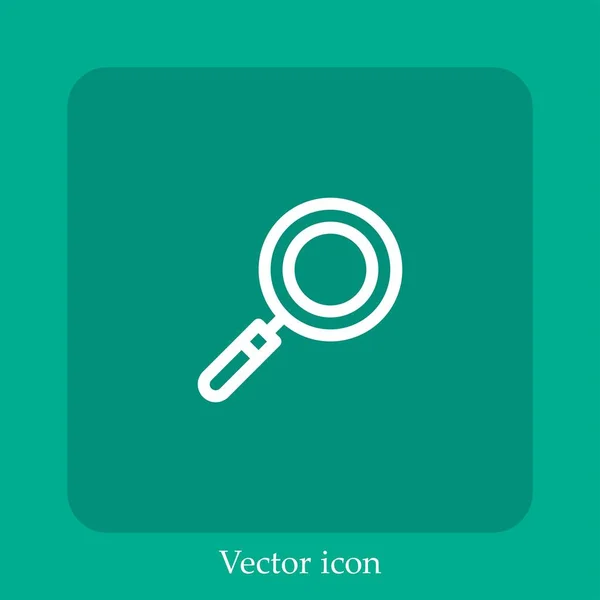 Icono Vector Lupa Icono Lineal Línea Con Carrera Editable — Vector de stock