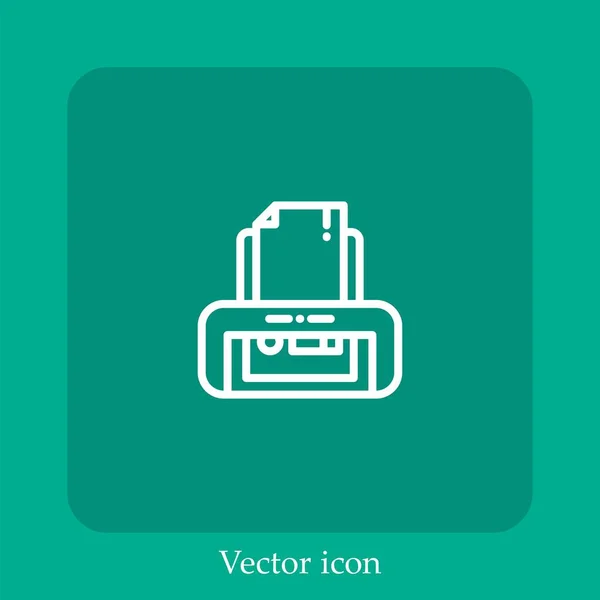 Printer Vector Icon Linear Icon Line Editable Stroke — Stock Vector