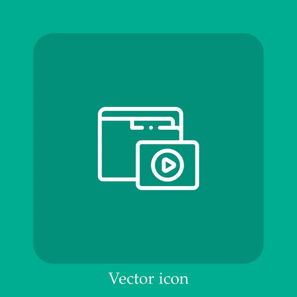 Ícone Vetor Pasta Vídeo Linear Icon Line Com Curso Editável — Vetor de Stock