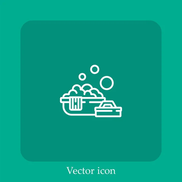 Water Bowl Vector Icon Linear Icon Line Editable Stroke — Stock Vector