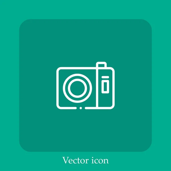 Icono Vector Cámara Icon Line Lineal Con Carrera Editable — Vector de stock